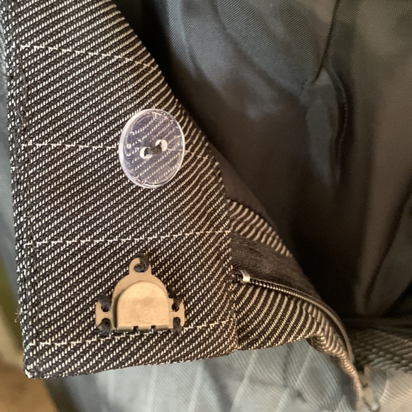 Beautiful pinstripe suit, BNWT, purchased from Macy’s, Size 8P, Color is slate. - Picture 12 of 16